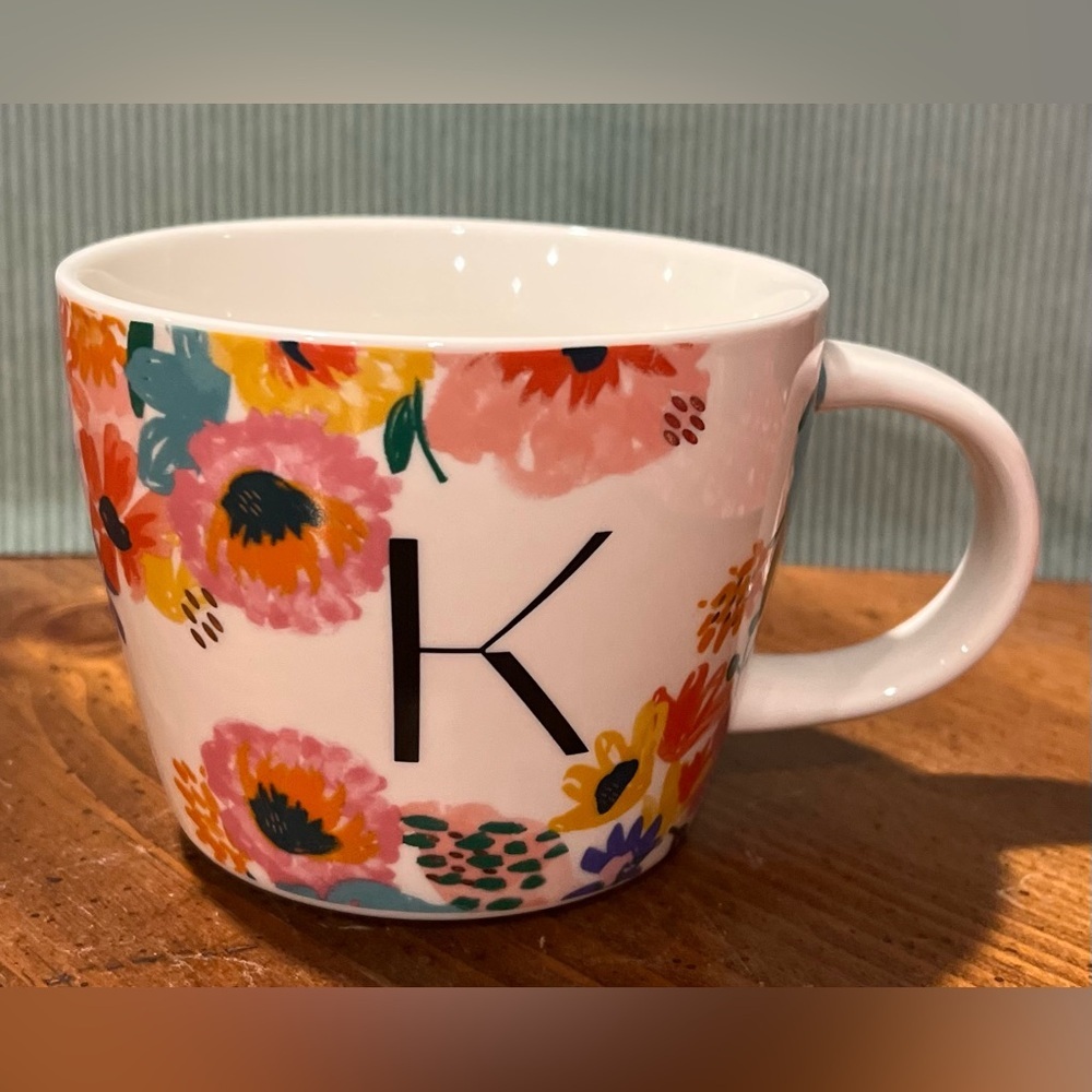 Opalhouse Monogram Initial Alphabet Mug Letter “K” Floral Bloom Coffee Tea Cup
